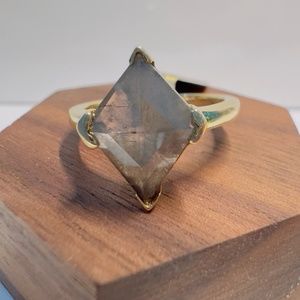 14k Yellow Gold 1.78ct Salt and Pepper Kite Shape Diamond Ring